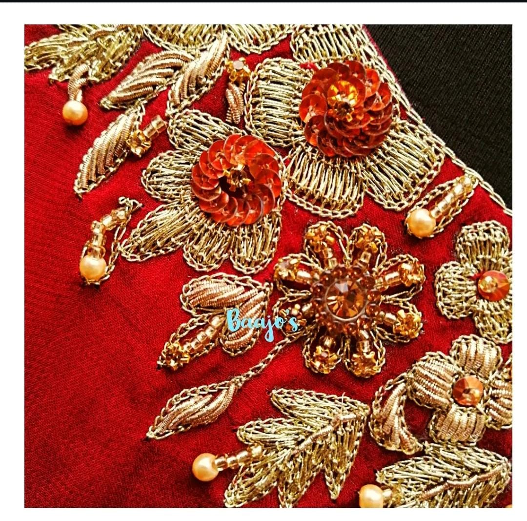Close-up of Baajo's Studio hand embroidery and detailing