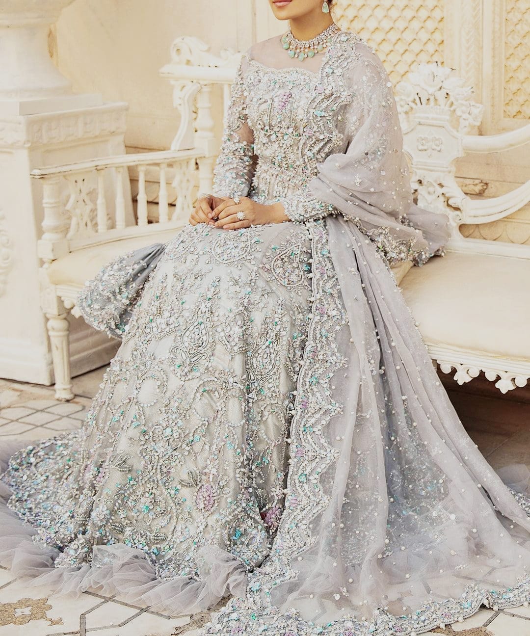 Baajo's Studio bridal ensemble with hand-finished embroidery